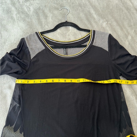 Stella Carakasi Mixed Media Mesh Kint Tunic Sweater Black Size S Lagenlook - Picture 7 of 9